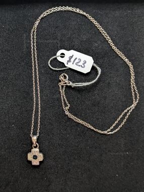 La'celet Jewelry Gallery Sterling Silver Cross Pendant Necklace with Blue Stone